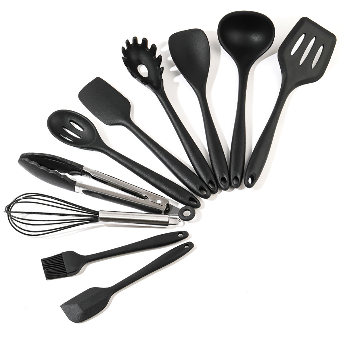 10pcs Utensils Spatula Shovel Soup Spoon Heat-resistant Design Silicone Kitchen Cooking Tools Set