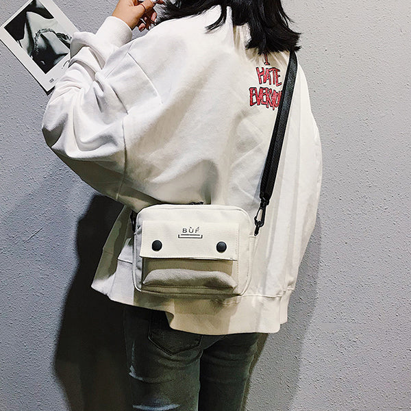 Women Canvas Hip-hop Mini Shoulder Bag Crossbody Bag