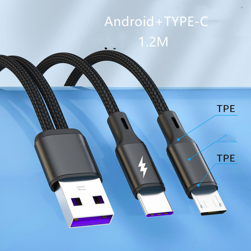 Two In One Data Cable One In Two Charging Cable Fast Charging 5A Cable