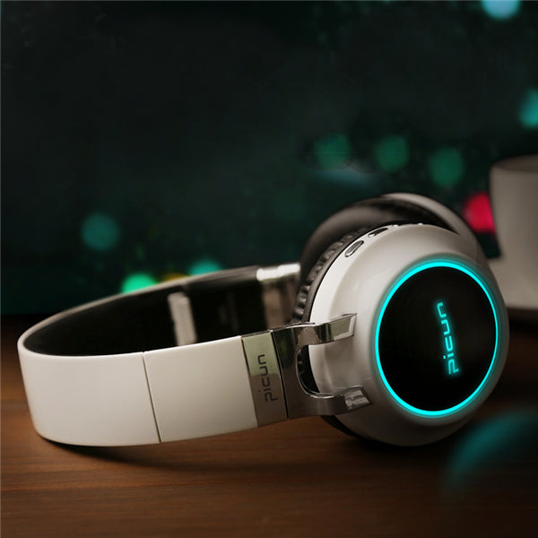 PICUN P60 Led Flashing Colorful bluetooth Headphone With Mic AUX TF Card Handsfree Call