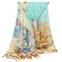 Women's Georgette Silk Soft Scarves Shawl High Quality Oil Painting Print Long Scarf