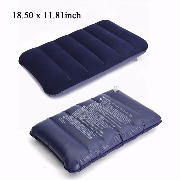 47x 30cm PVC Flocking Portable Inflation Pillow Outdoor Camping Travel Nap Sleeping pillow