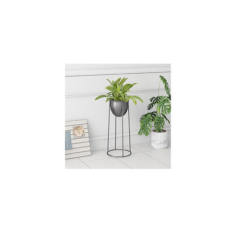 70Cm Round Wire Metal Flower Pot Stand With Black Flowerpot Holder