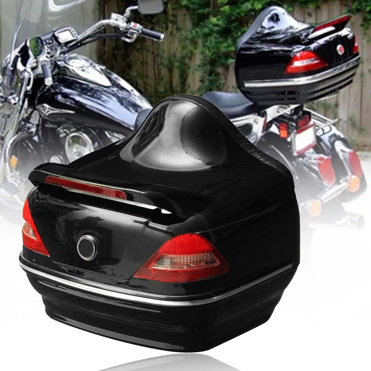 26L Motorcycle Trunk Tail Box with Taillight Black For Harley Honda Yamaha Suzuki Vulcan Cruiser