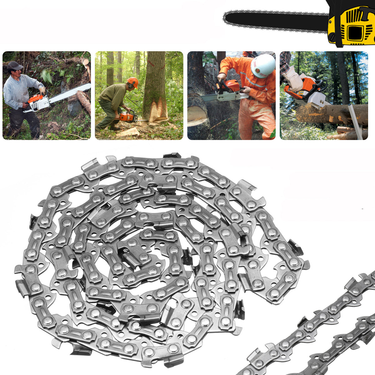 Garden Wood Cutting Alloy Chainsaw Chain Saws Part 52 Link Bar 14'' 3/8 x 0.050 LP Blade