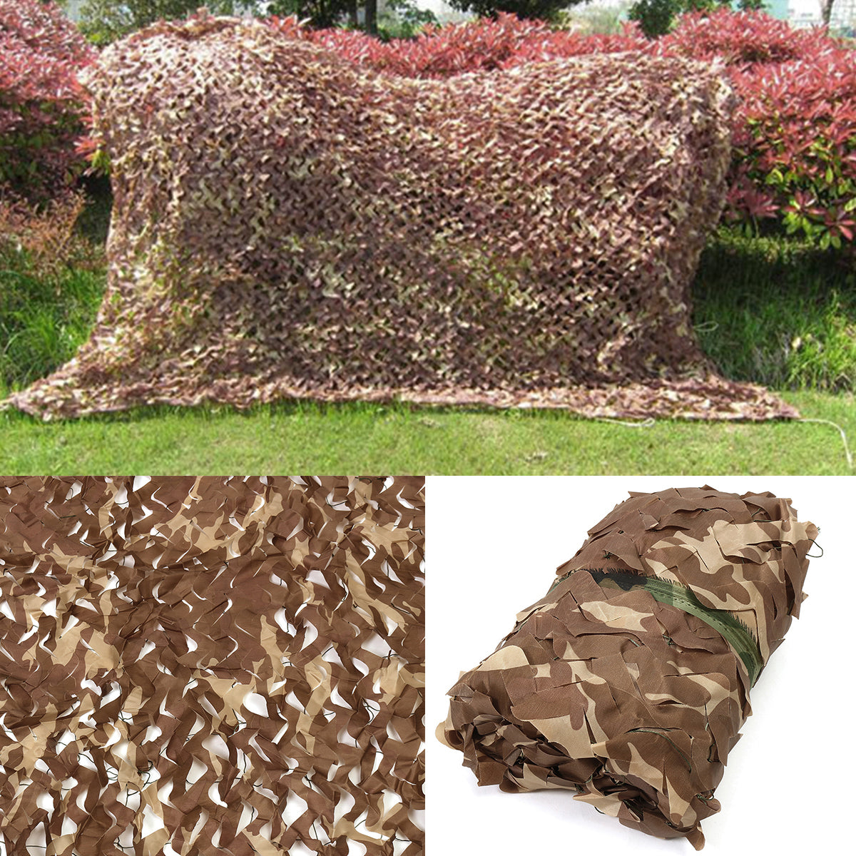 Outdoor Camping Woodland Leaves Desert Camouflage Net Tactical Double Layer Netting Web