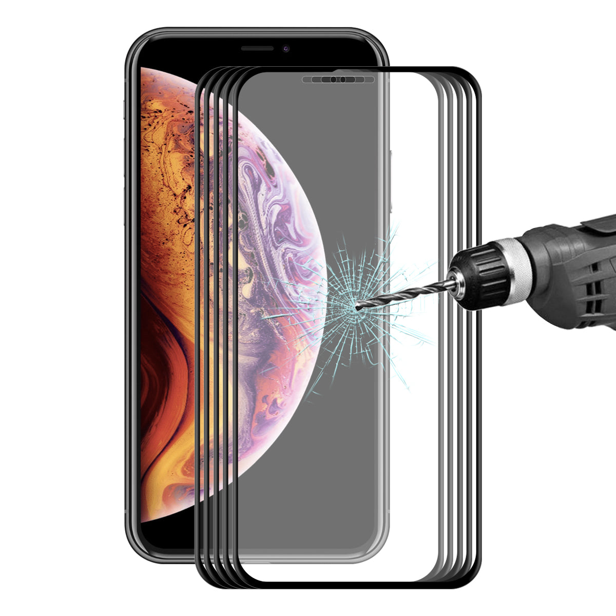 5 Packs Bakeey Screen Protector For iPhone XS Max 3D Soft Edge Carbon Fiber Tempered Glass Film
