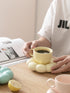 Flower Ceramic Cup And Saucer Breakfast Coffee Creative Color Underglaze Color