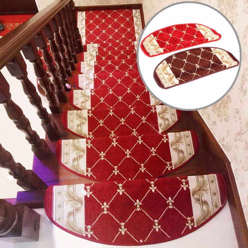 European Style Pastoral Carpet Stair Tread Anti Skid Step Rugs Stair Mats