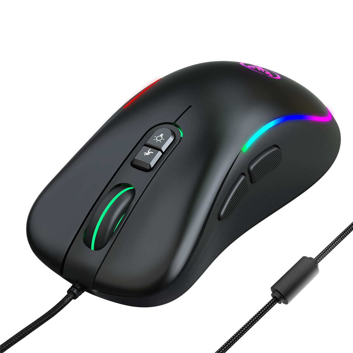 HXSJ J300 Wired Gaming Mouse 7 Button Macro Programming Mouse 6400DPI Colorful RGB Backlight USB Wired Mouse