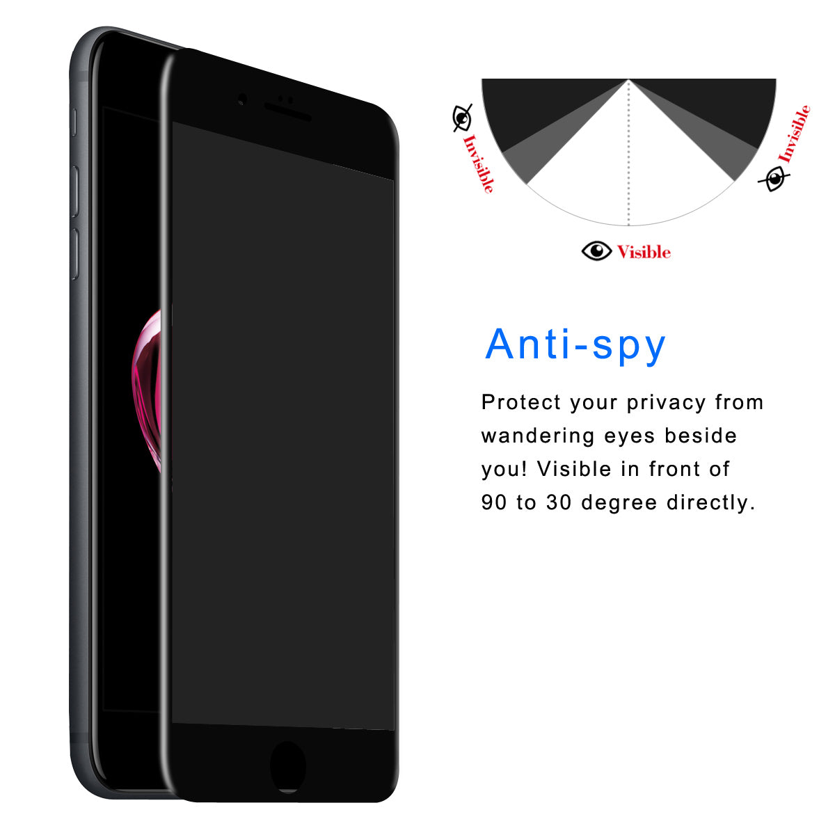 ENKAY Anti Spy 3D Arc Edge 0.26mm 9H Carbon Fiber Tempered Glass Screen Protector for iPhone 6 6s
