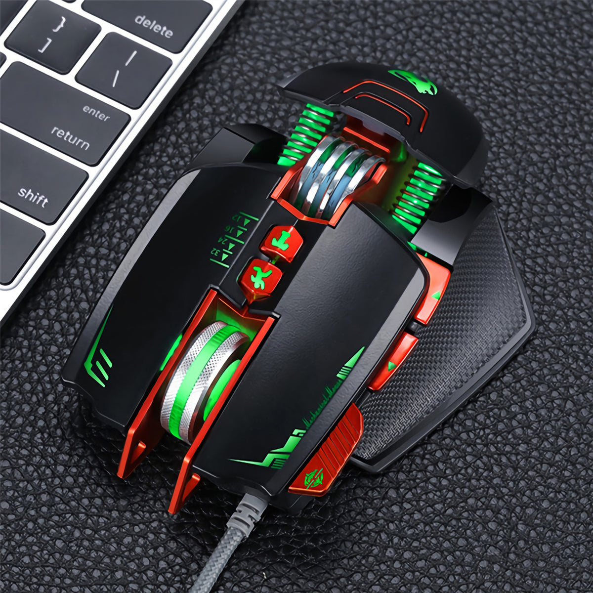 T-WOLF V9 Wired Gaming Mouse 3200DPI 8 Programmable Buttons Breathing Backlight Home Office Mechanical Mouse for Computer Laptop PC Gamer