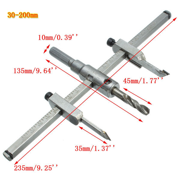 Adjustable 30-130mm/30-200mm Circle Hole Saw Drill Bit Cutter Kit DIY Tool