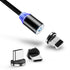 USAMS 2.4A Micro USB Type C Lightning LED Indicator Fast Charging Magnetic Data Cable For iPhone XS 11Pro Huawei P30 Pro P40 Mate 30 Mi10 K30 S20 5G