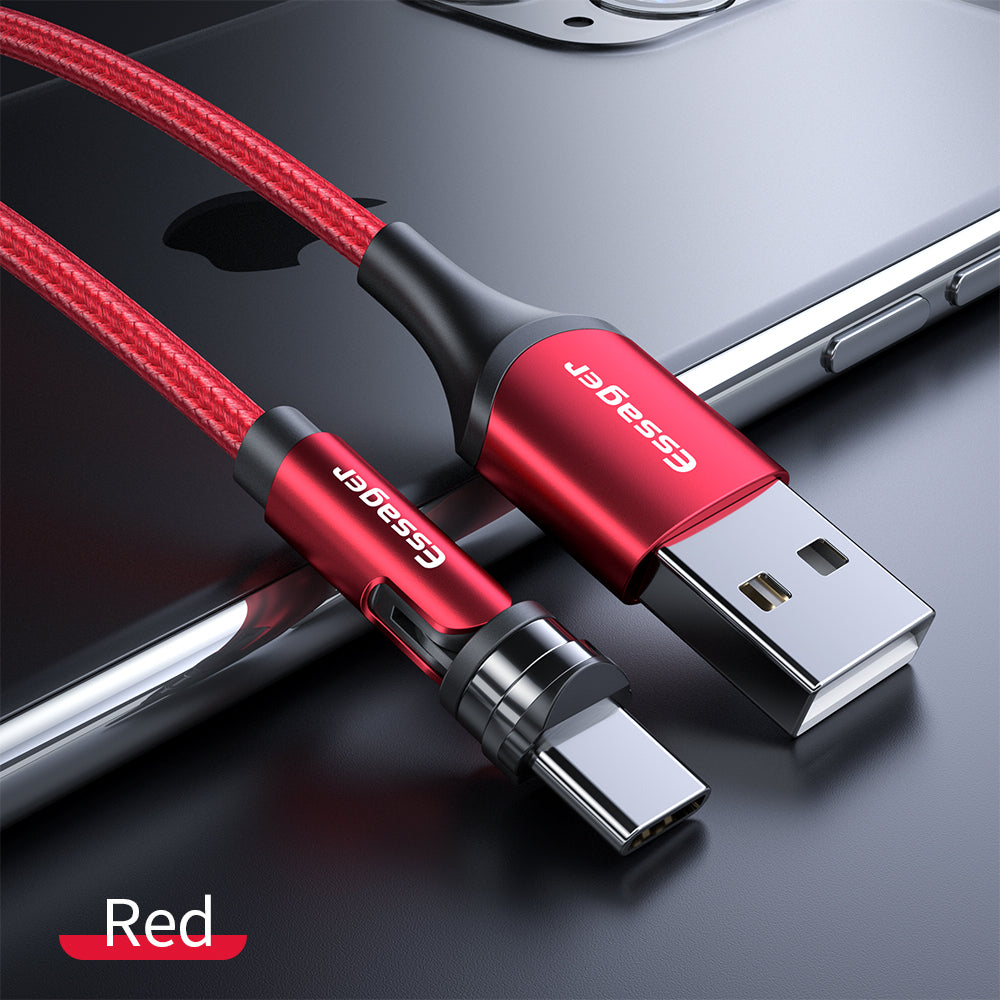ESSAGER 540 Rotate Magnetic Data Cable Micro USB Type C Cord Fast Charging For Mi10 Note 9S Huawei P30 P40 Pro OnePlus 8Pro