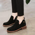 Winter Warm Women Chunky Cut Out Booties Slip On Ankle Boots Low Mid Heel Flat Shoes