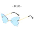 Women Metal Sunglasses Butterfly Shape AC Lens Rimless Shades UV400 Eye Glasses