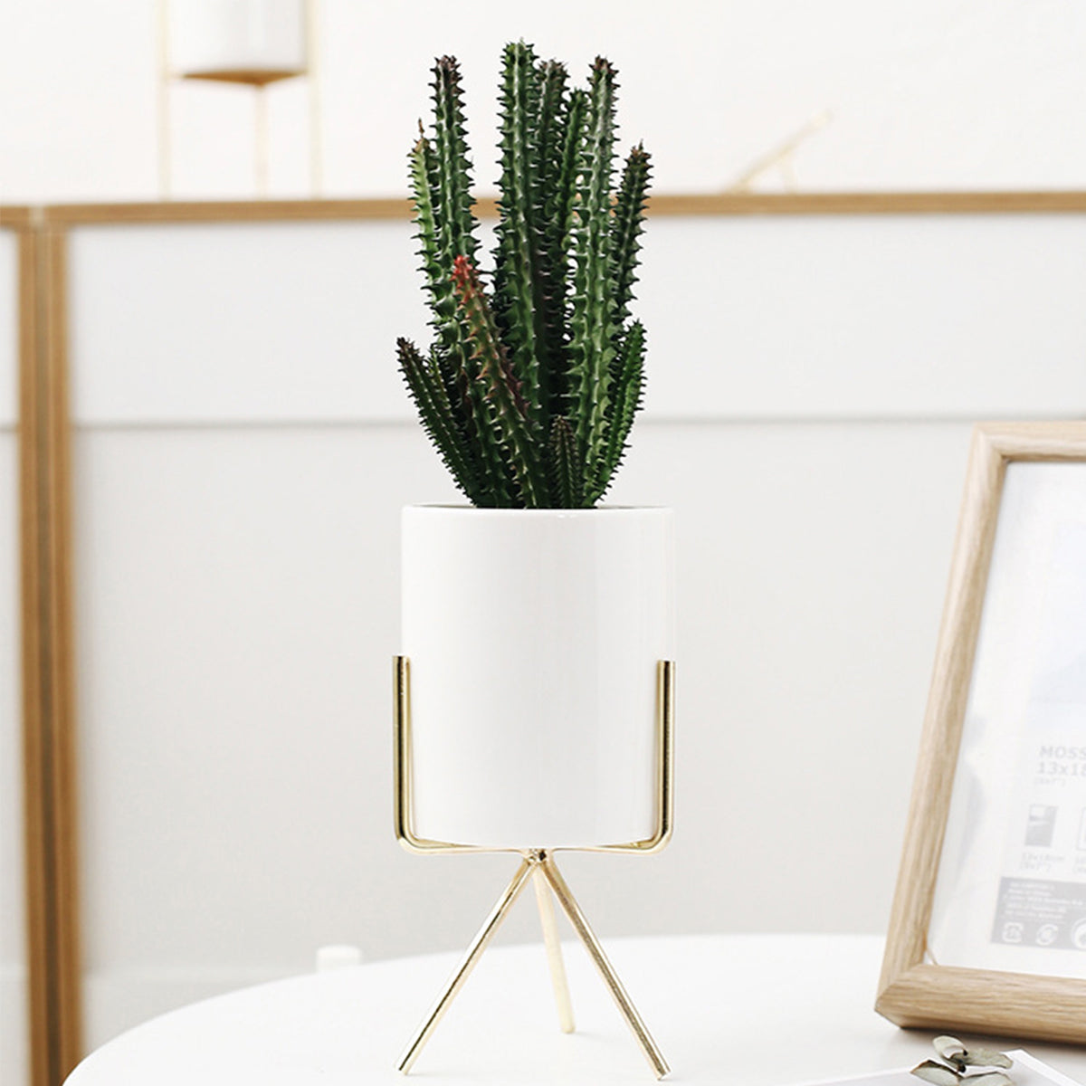 Iron Display Rack with Ceramic Vase Landscape Shelf Flower/Plant Pot Stand Decor