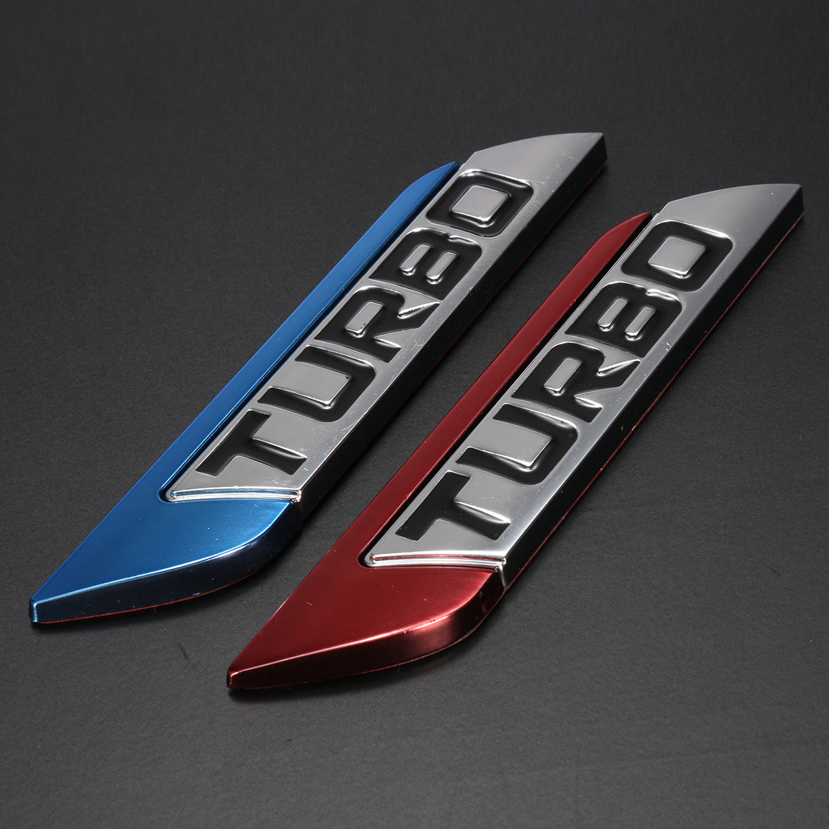 3D Metal Turbo Logo Car Body Fender Emblem Badge Decals Sticker Red/Blue
