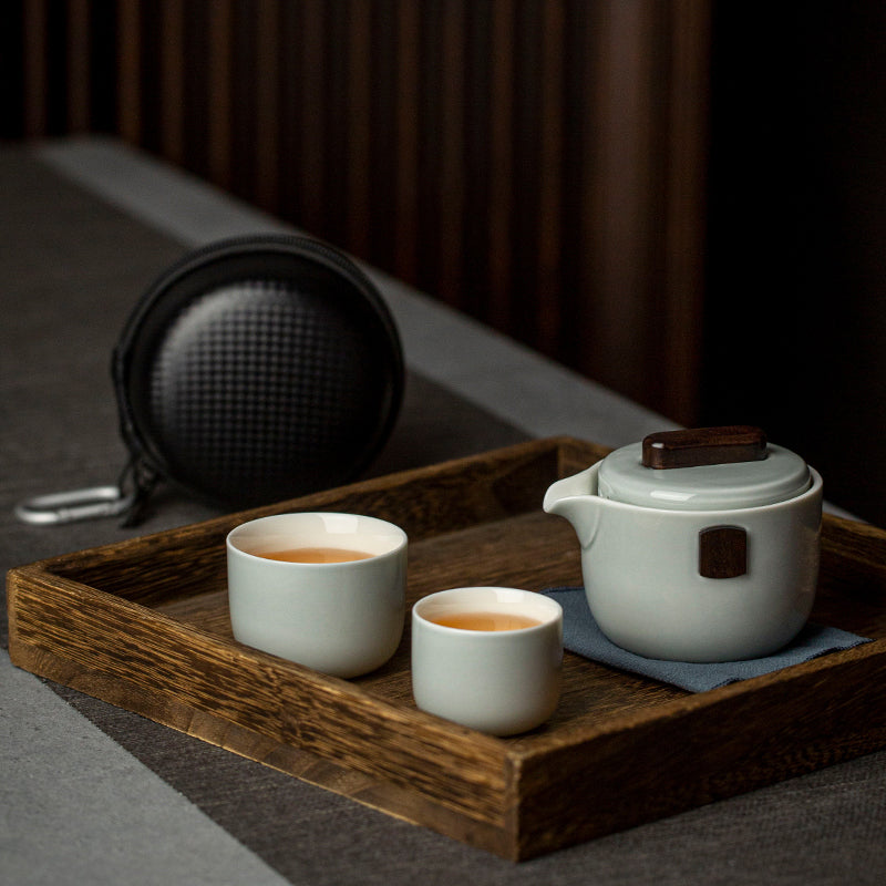 Ceramic One Pot And Two Cups Portable Outdoor Tea Making Travel Kung Fu Tea Set