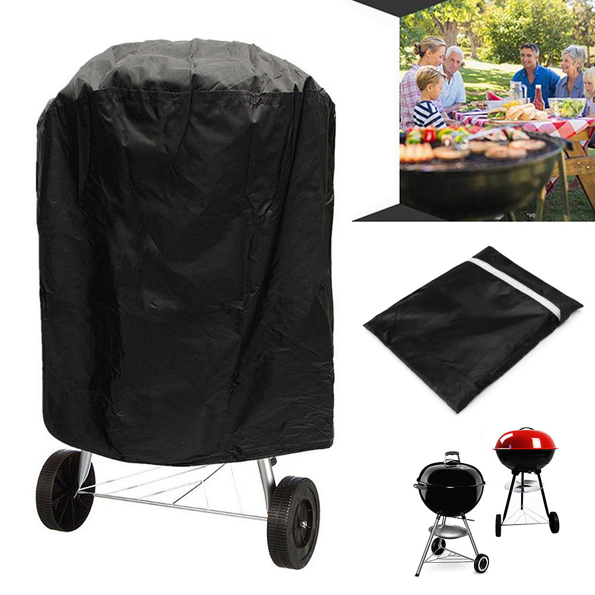 Outdoor Waterproof Round Kettle BBQ Grill Barbecue Cover Protector UV Resistant