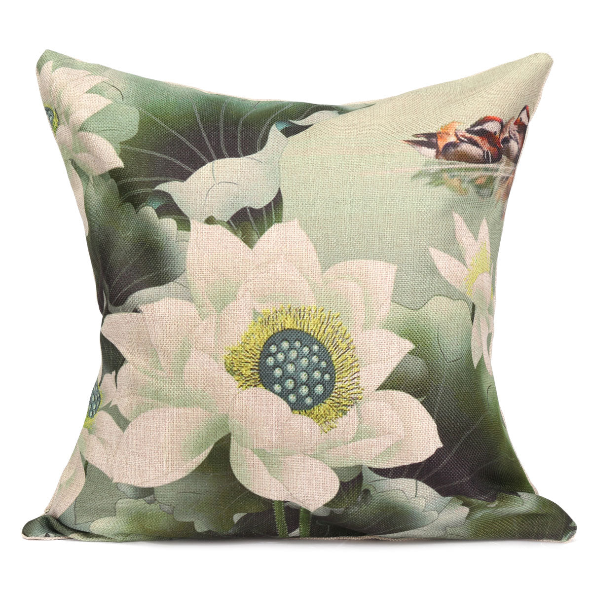 Chinese Ink Lotus Series Throw Pillow Case Cotton Linen Cushion Cover Home Sofa Decor