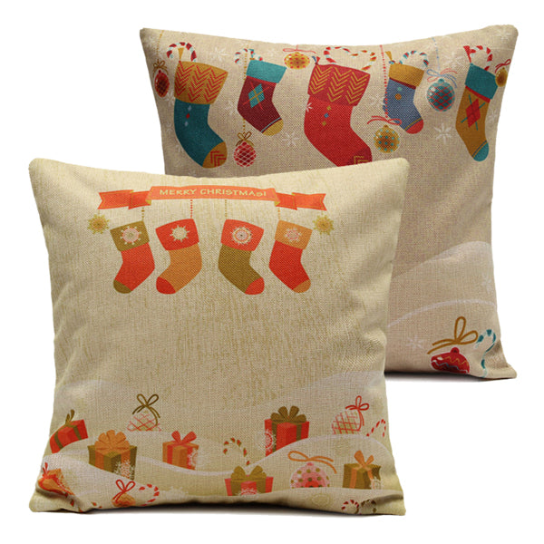 Christmas Socks Throw Pillow Cases Home Sofa Square Cushion Cover