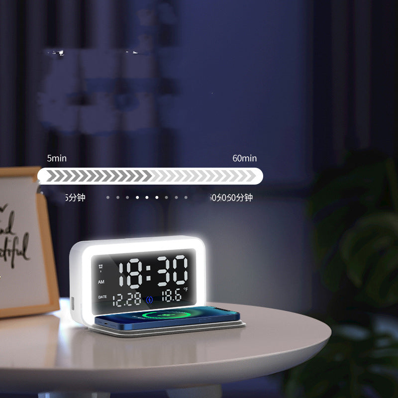 Mobile Phone Wireless Charging Six In One LED Night Light Small Alarm Clock
