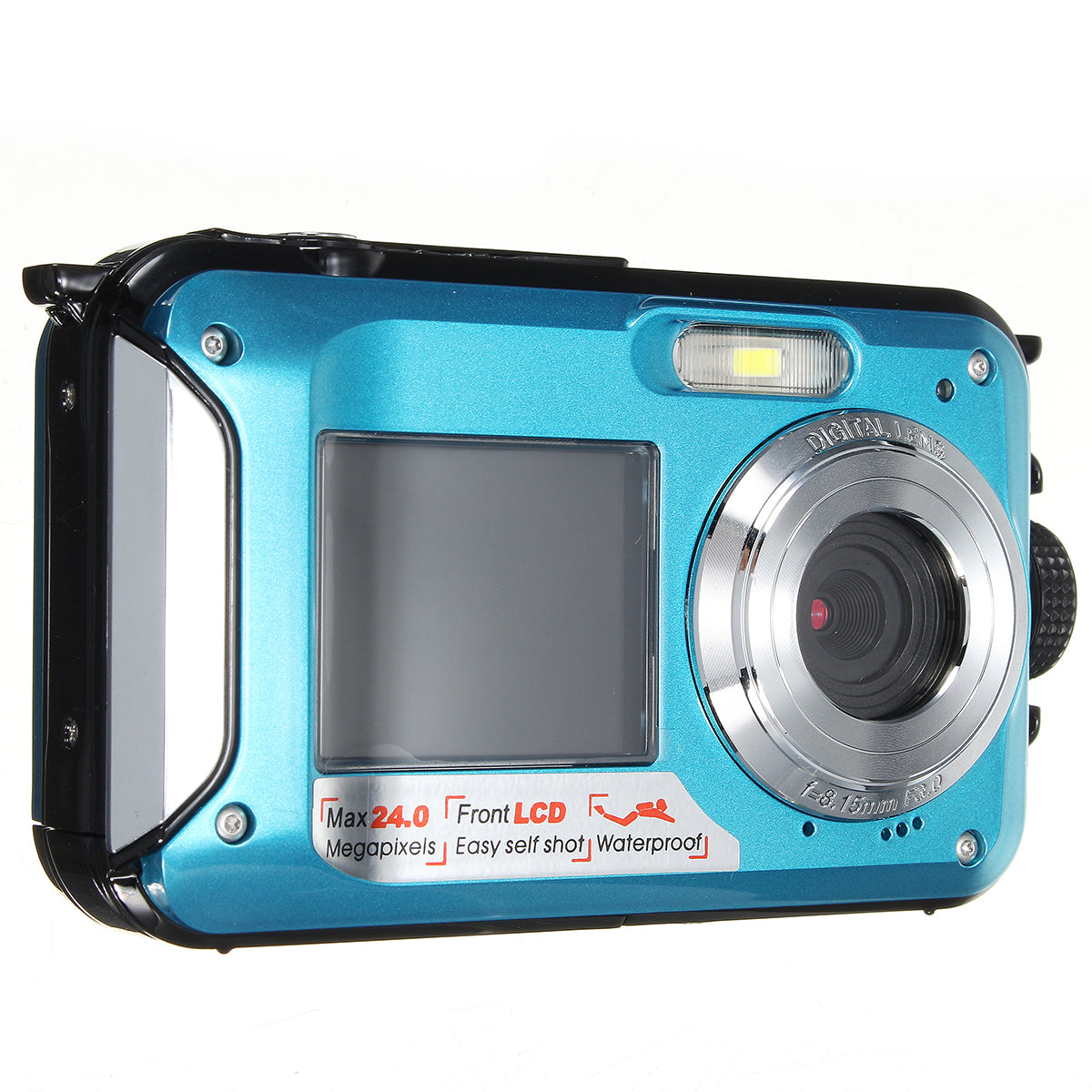 XANES HD 1080P 24MP Double Screen 16X Zoom Digital Camera LED Flashlight Waterproof (Blue)