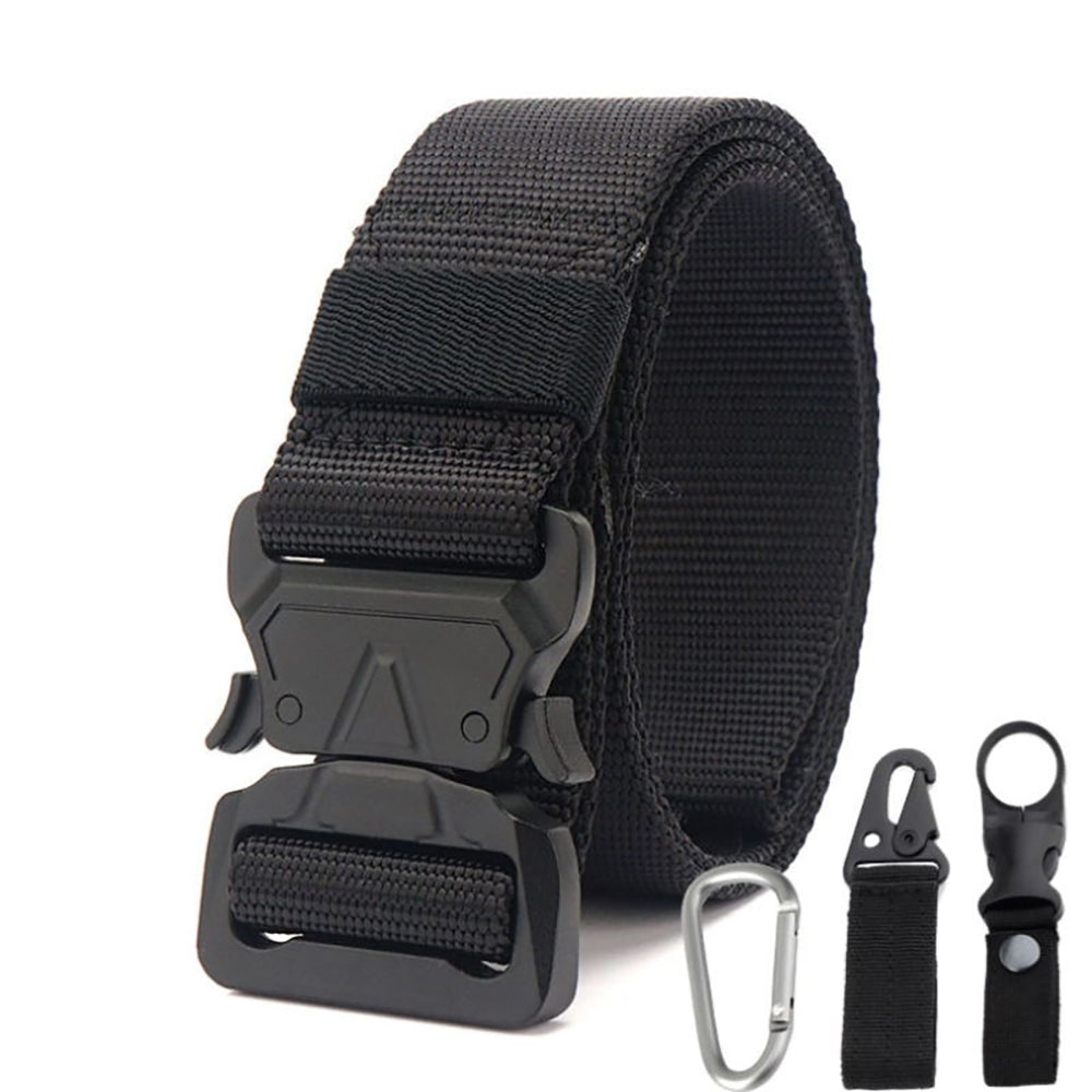 125cm Men's 1000D Nylon Belt Metal Buckle Quick Release Tactical Belts With Carabiner Eagle Mouth Buckle Beverage Hanging Belt