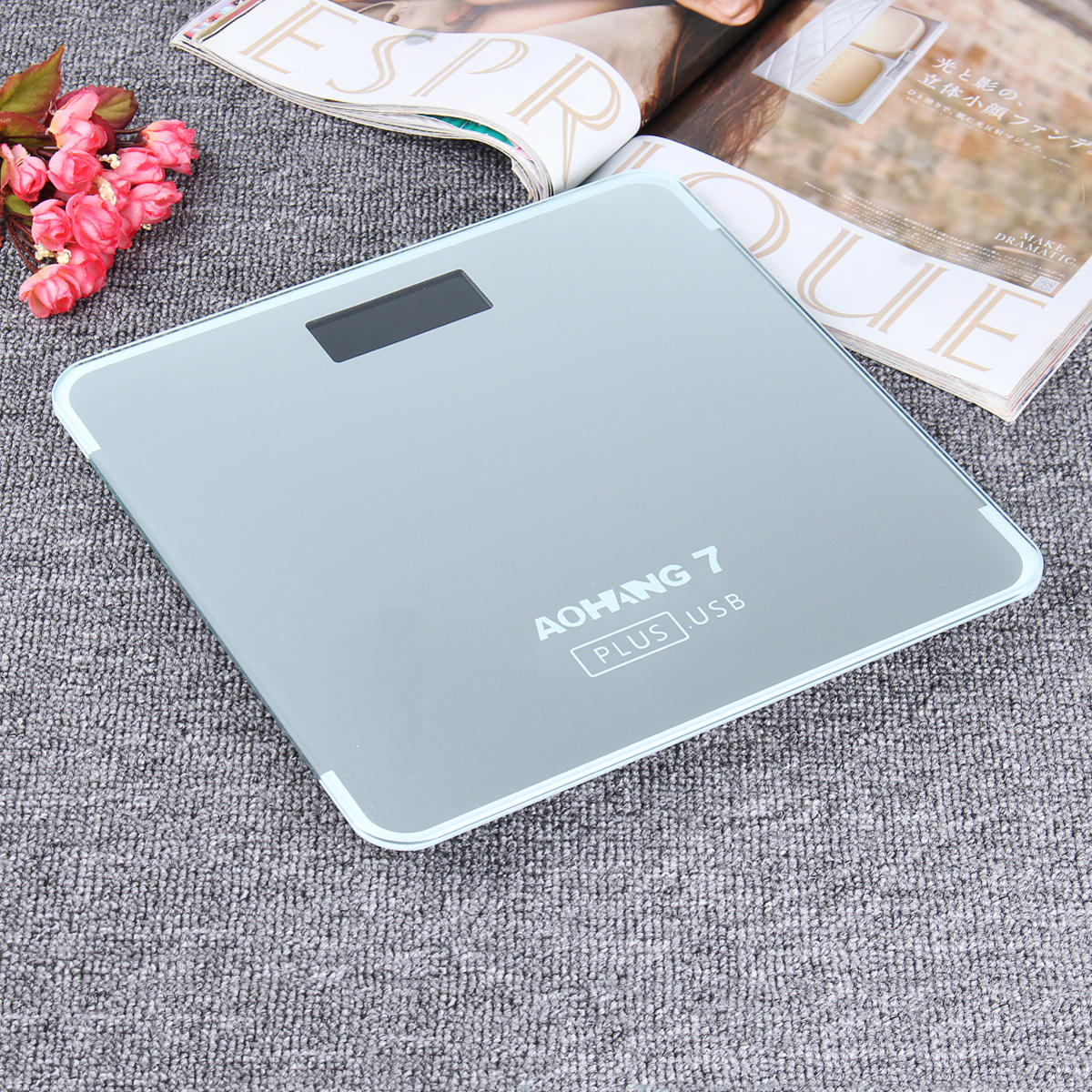 AOHANG 7 Plus USB Version 180kg LCD Electronic Digital Tempered Glass Body Weight Scale