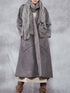 Casual Loose Plaid Solid Pockets Stand Collar Coat (Gray One Size)