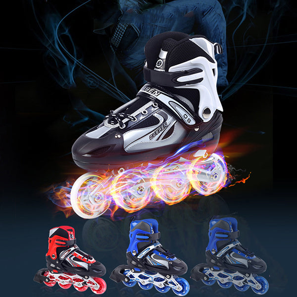 Unisex Adjustable Four Flashing Wheels Skates Shoes Wear-resisting Rollerblade Skate Shoes