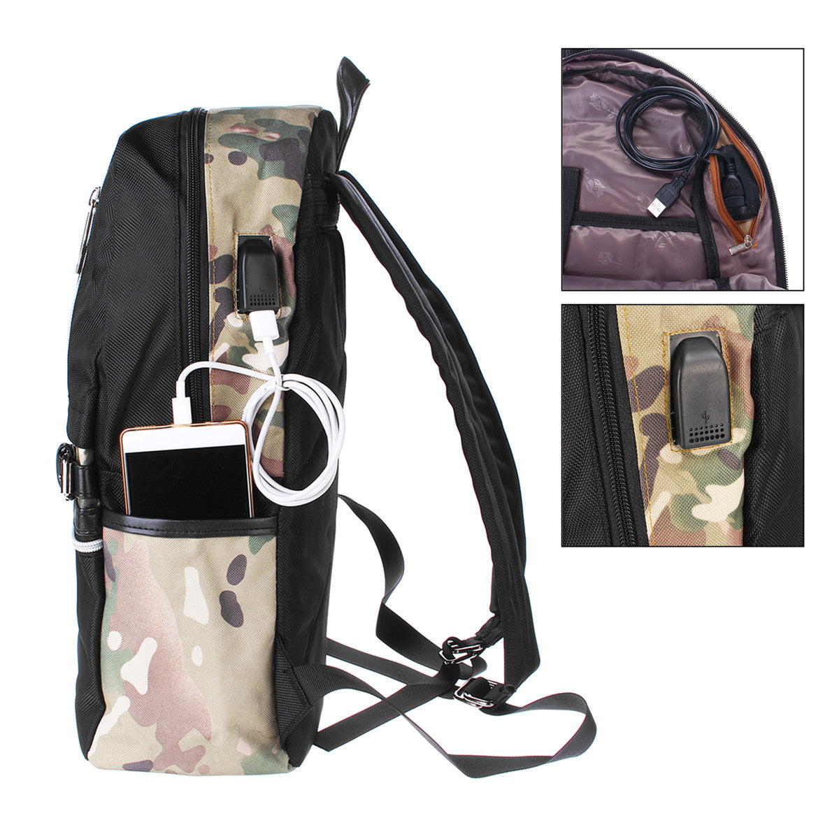 29.5x12.5x43.5cm Anti Theft Waterproof Backpack With USB Charging Port Outdoor Travel Fishing Bag