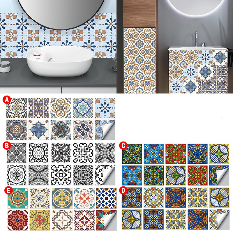 10 PCS 10x10/15x15/20x20cm Wall Tiles Stickers Kitchen Bathroom Toilet  Waterproof  PVC