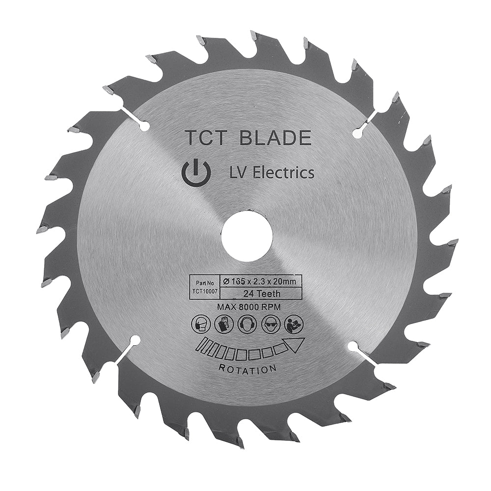 165mm TCT Circular Saw Blade 24T Cutting Disc For Wood Plastic Acrylic Woodworking