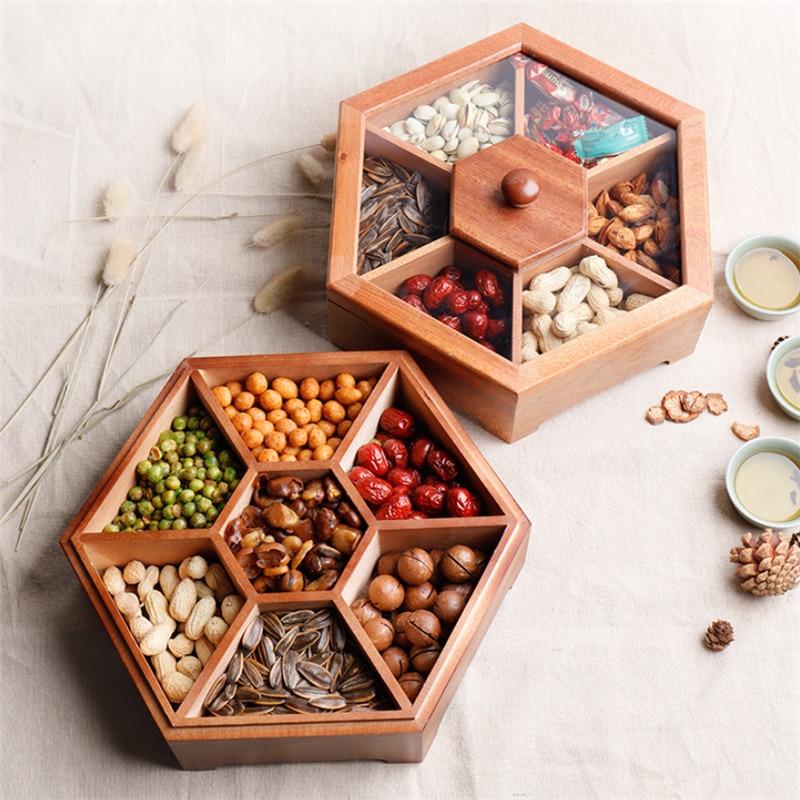 Tray nut Storage  Divided Grid With Lid Dried Fruit Box