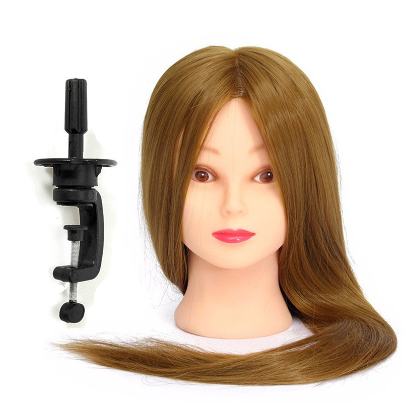 26" Light Brown 30% Human Hair Training Mannequin Head Model Hairdressing Makeup Practice with Clamp