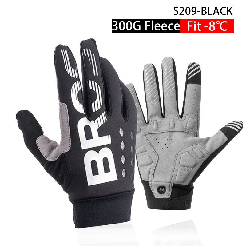 Fleece touch screen full finger bicycle motorcycle gloves