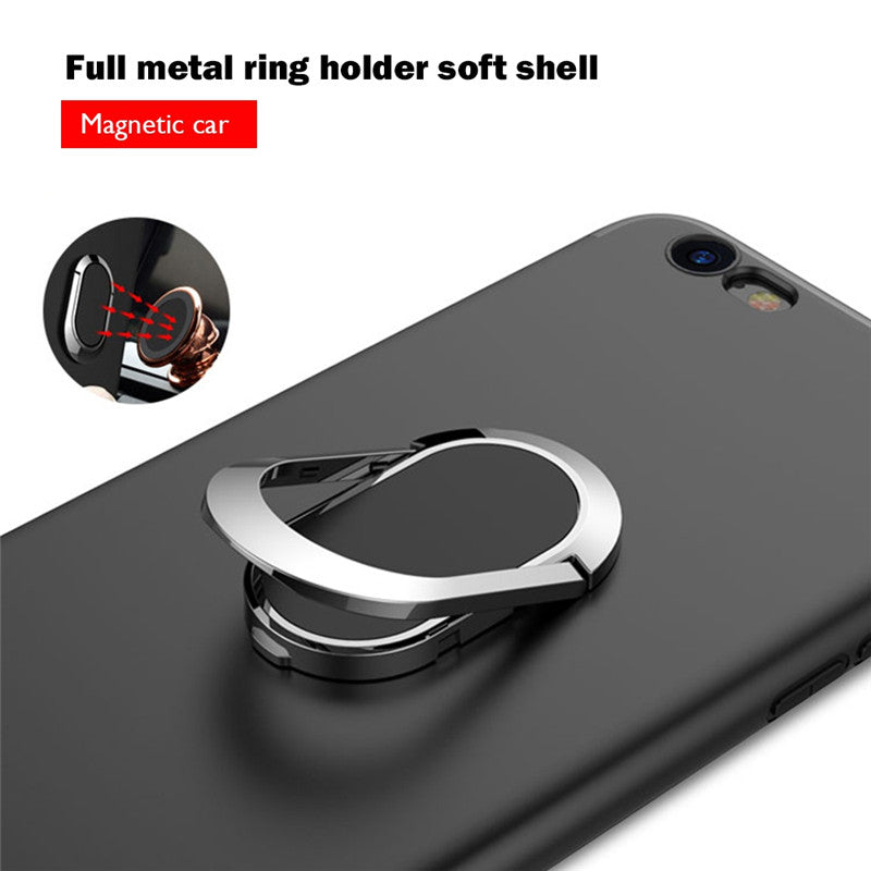 Bakeey™ 360° Adjustable Metal Ring Kickstand Magnetic Frosted Soft TPU Case for iPhone 6Plus 6sPlus 