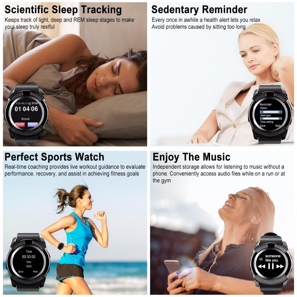 Full round screen smart watch sedentary sleep monitoring