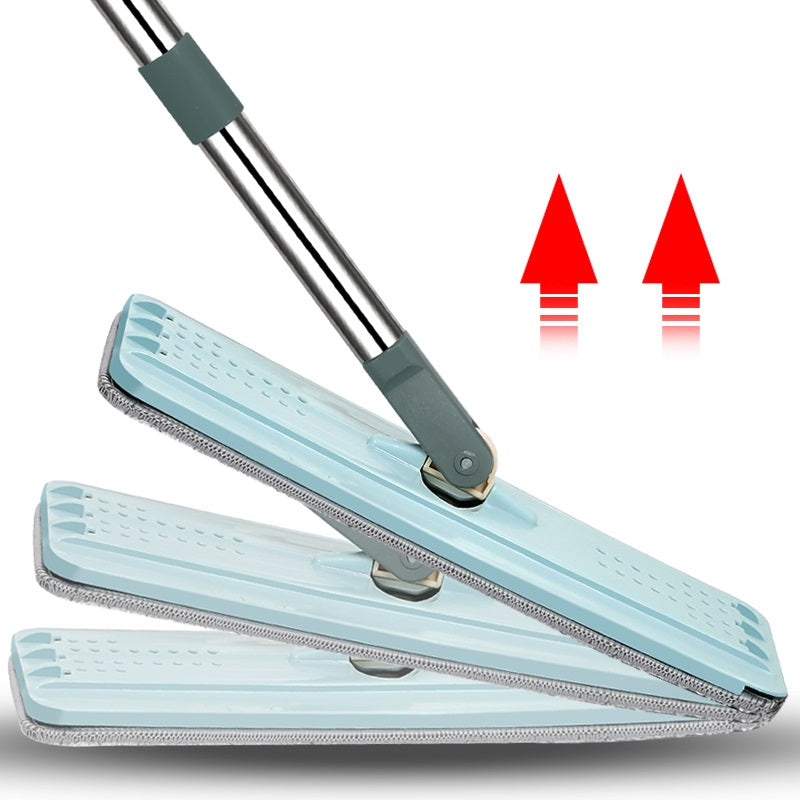 Retractable Flat Mop Bucket 2/6 Microfiber Pads Hands Free Self Cleaning