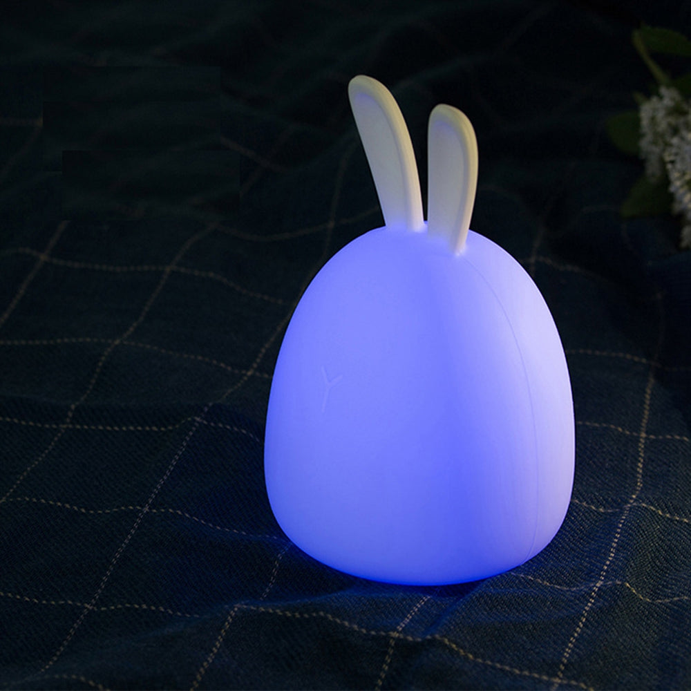 LUSTREON 1W USB Rabbit LED Night Light Silicone Pat Control Multicolor for Children Baby Moon Lamp