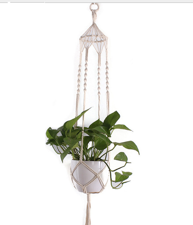 Braided Rope Bohemian Plant Hanger Cotton Rope Hanging Flower Pot Indoor Outdoor Home Decoration