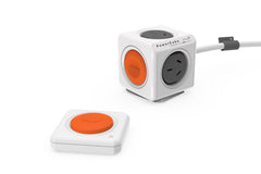 Allocacoc PowerCube with 4 Power Outlets and Remote Grey Orange