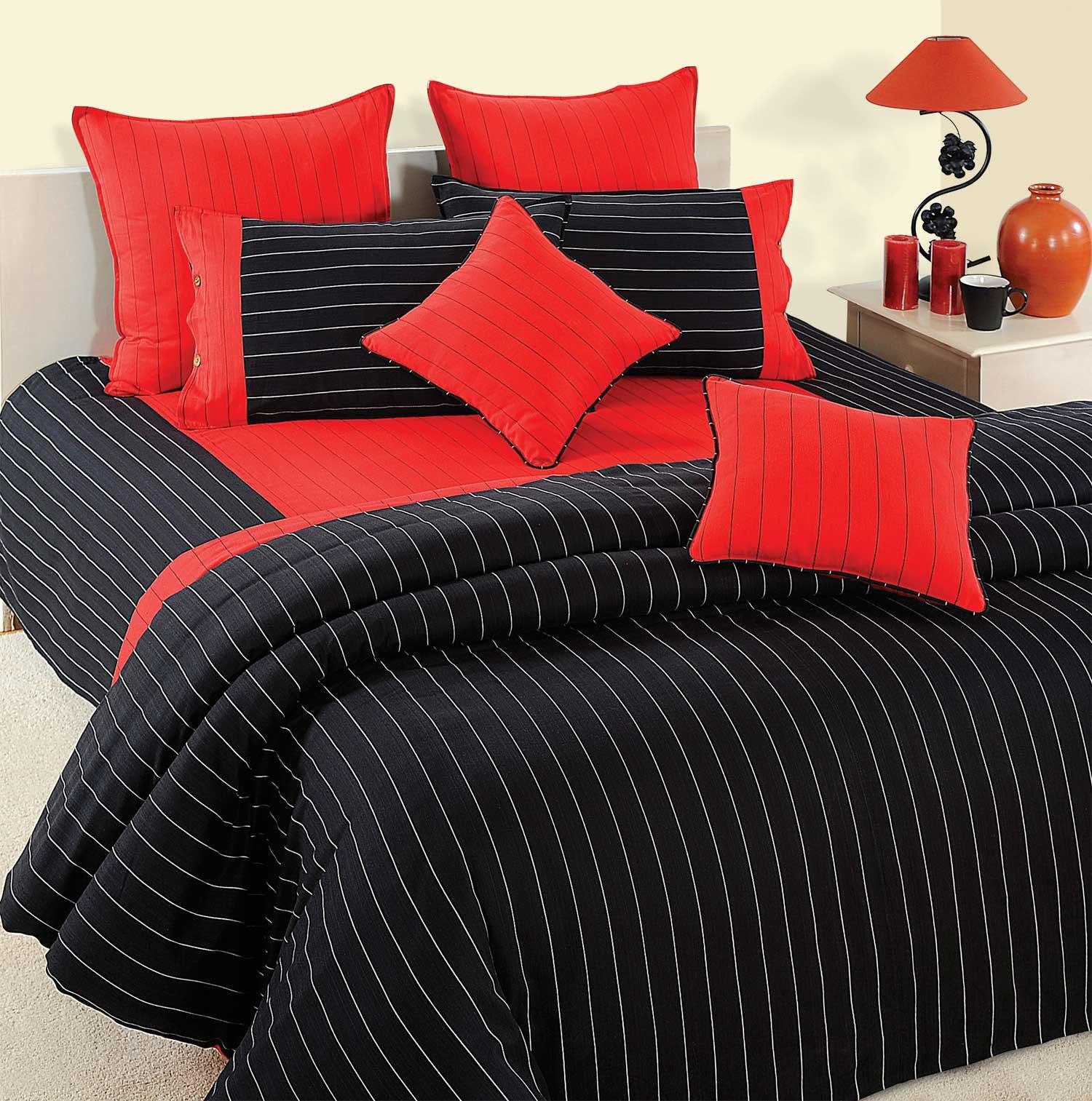 Black striped 3-pieces Cotton Duvet Cover Set - Flickdeal.co.nz