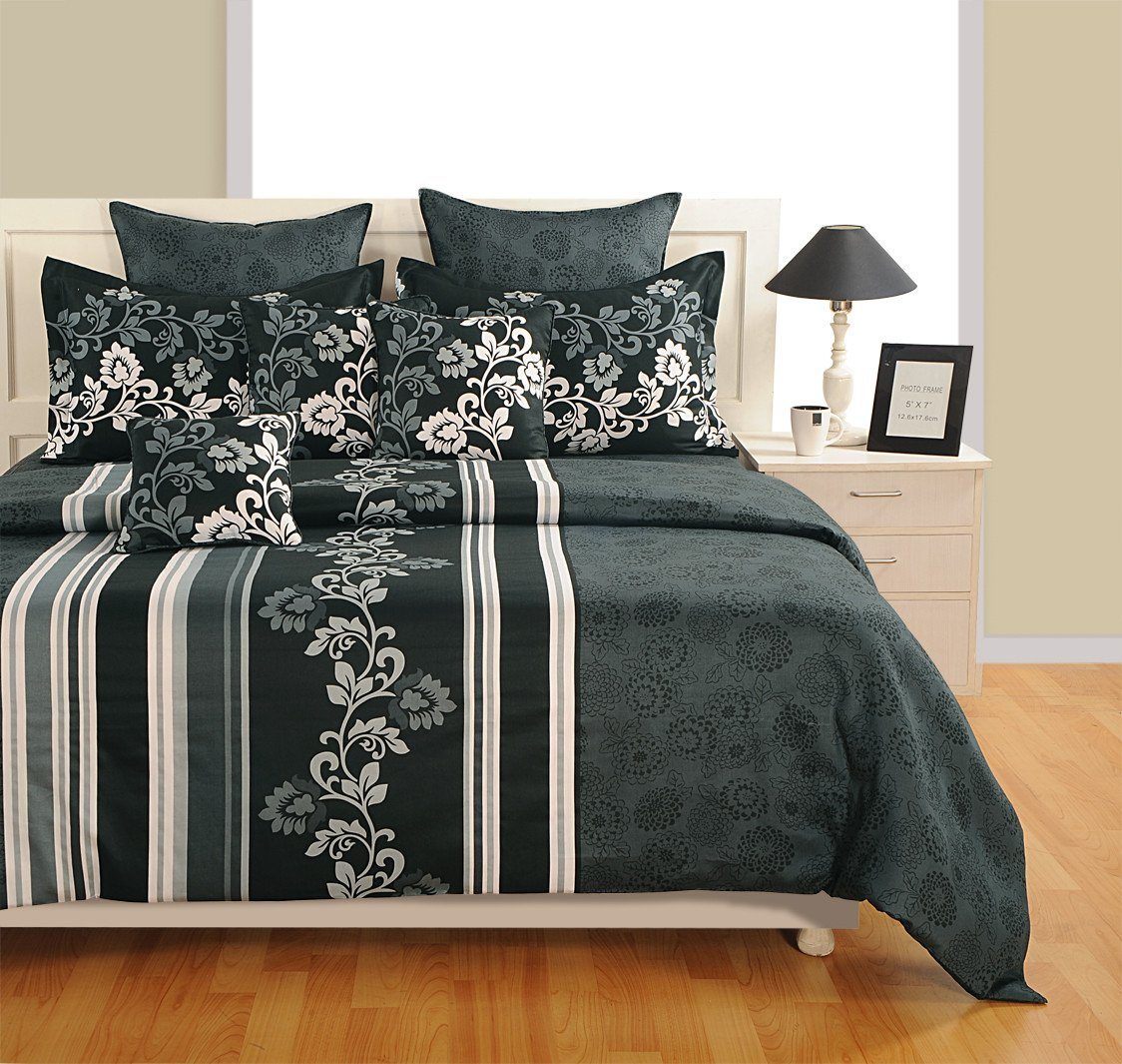 Canopus Striped and Floral Duvet Cover Set - Flickdeal.co.nz