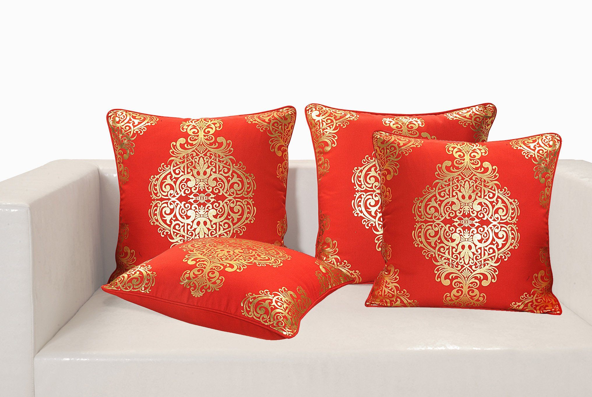 GOLD AND RED CUSHION COVER - Flickdeal.co.nz