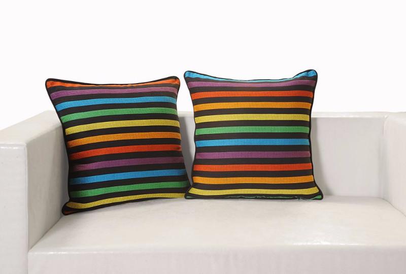 STRIPED MULTI COLOR CUSHION COVER - Flickdeal.co.nz