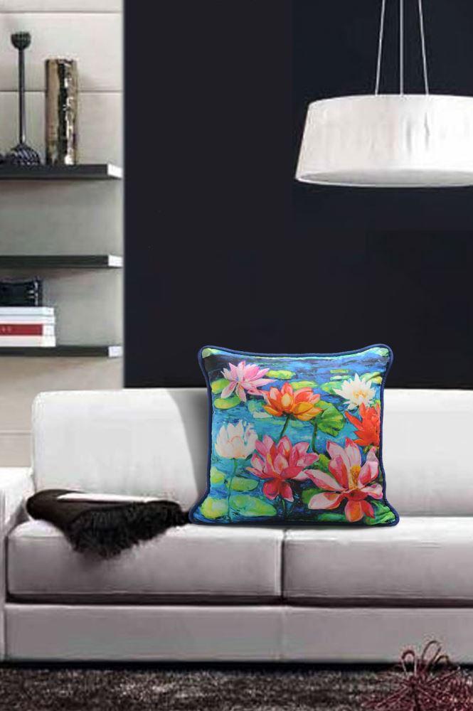 FLORAL CUSHION COVER -LOTUS - Flickdeal.co.nz